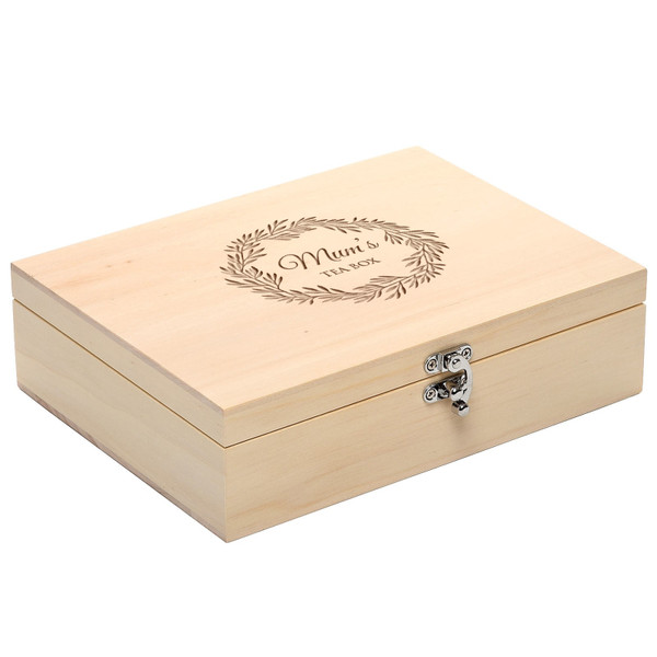 Personalised Luxury Solid Wooden Decorative 6 Compartment Tea Storage Box