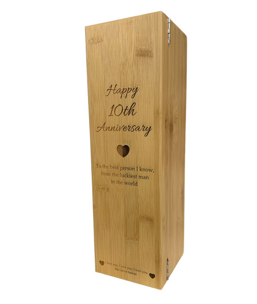 Personalised Bamboo Single Wine Box With Tools (Bestseller) Wedding Design