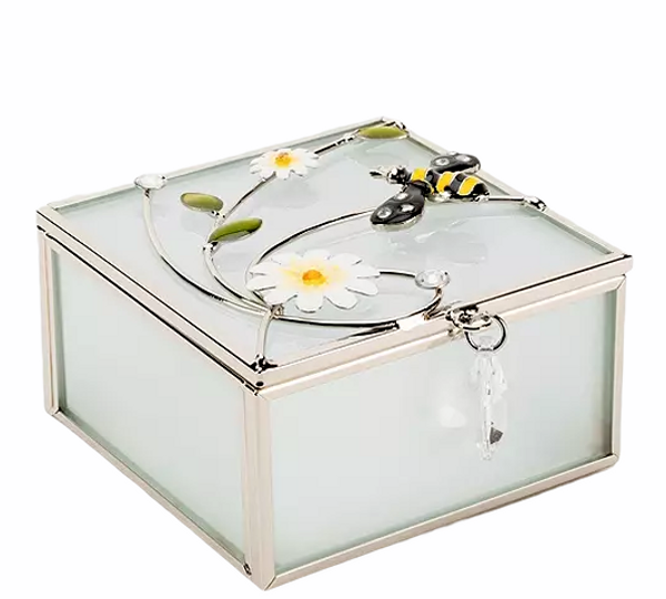 Personalised Glass & Wire Bee Design Jewellery/Trinket box