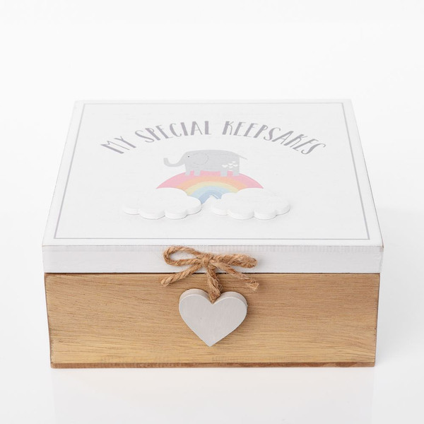 Keepsake Rainbow Elephant Baby Memories Box