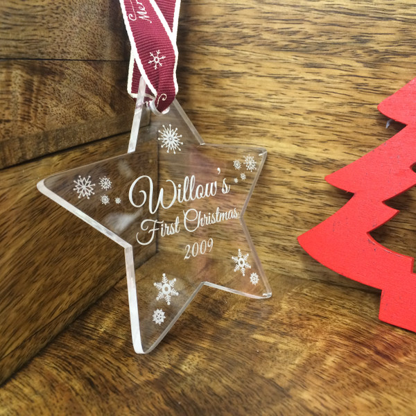 Personalised Baby's First Christmas Star Tree Decoration