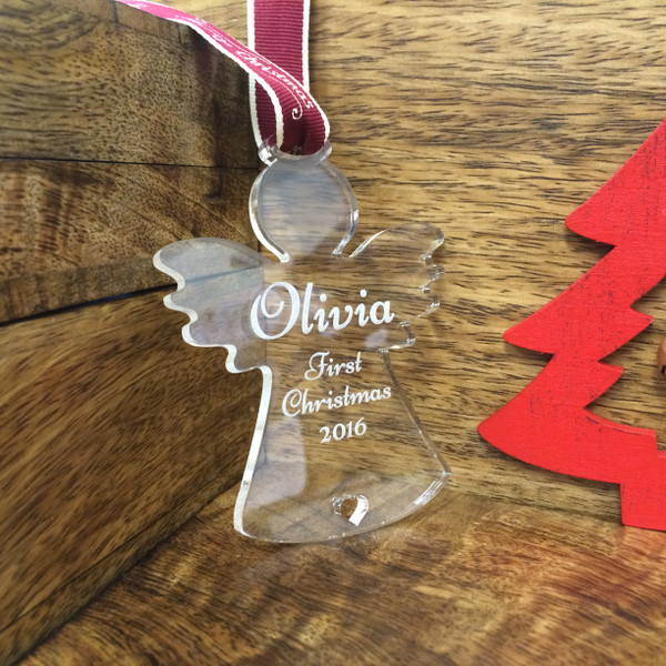 Personalised Baby's First Christmas Acrylic  Star Tree Decoration