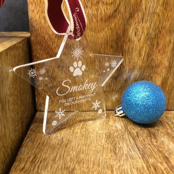 Personalised Acrylic Pet Memorial Christmas Tree Decoration - Any Name Engraved