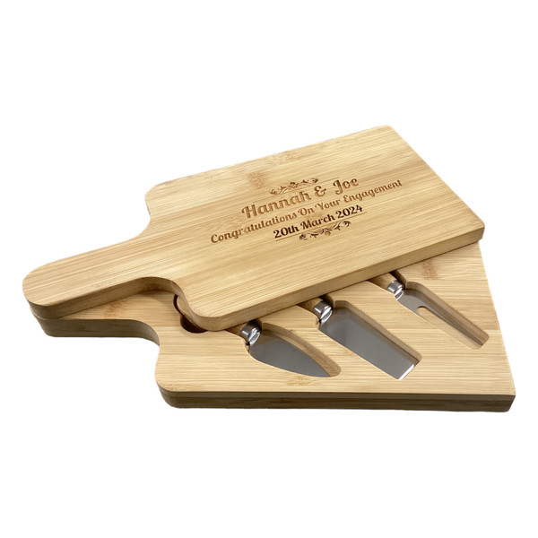 Personalised Bamboo Cheese board &  Hidden Servers Gift Set