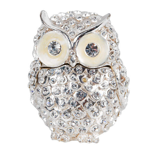 Decorative Crystal Owl Small Jewellery Trinket Box