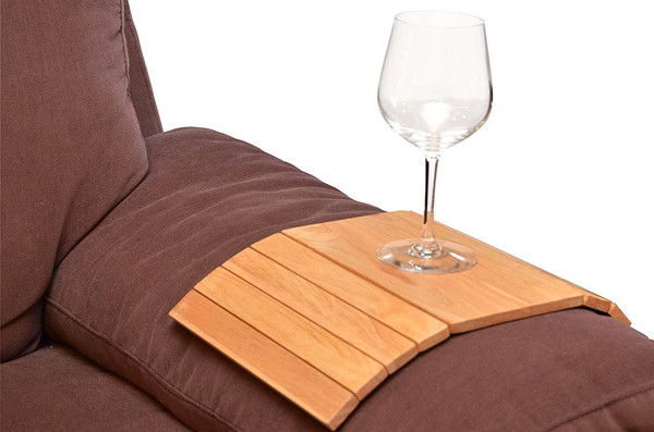 Personalised Wooden Flexible Sofa Drinks Snacks Gadget Arm Chair Tray