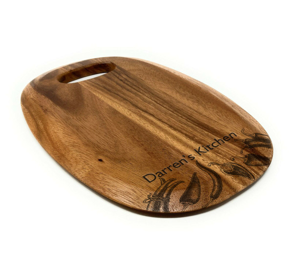 Personalised Small T&G Tuscany Acacia Wood Serving Board - Chillies Design