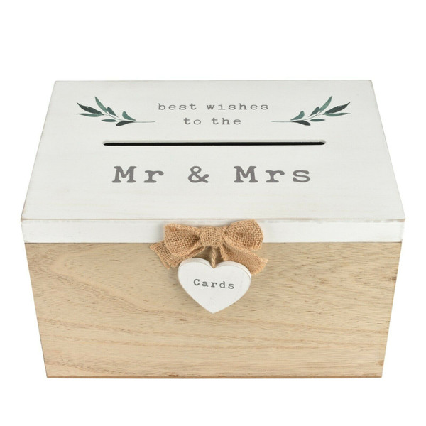 Mr & Mrs Love Story Wooden Card Holder - Wedding Keepsake Gift