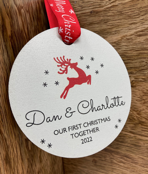 Personalised Printed Celebrate 1St Christmas Together Couples  Christmas Tree Decoration - Eco Friendly Range
