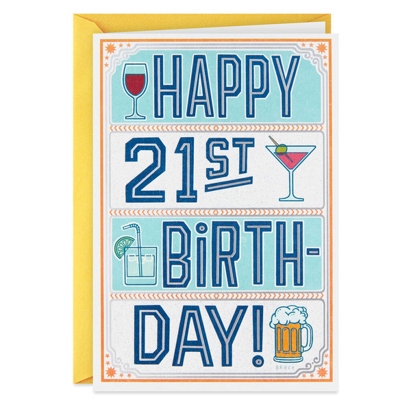 Cheers to 21 Funny Birthday Card