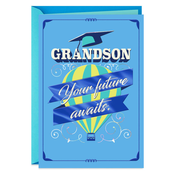 Hot Air Balloon Graduation Card for Grandson