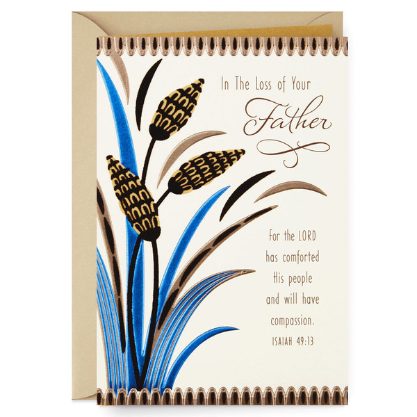 Cattails Religious Sympathy Card for Loss of Father