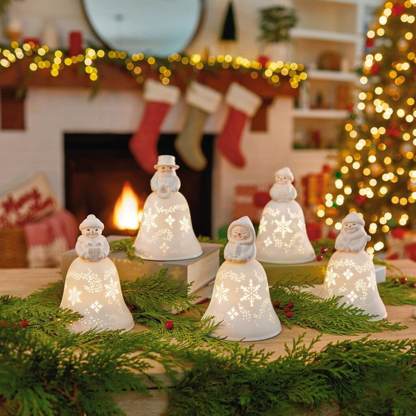 Snowmen Bell Choir Musical Decorations With Light