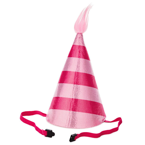 Pink Striped Fabric Party Hat