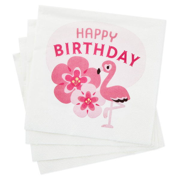 Flamingo Happy Birthday Luncheon Napkins, Pack of 20