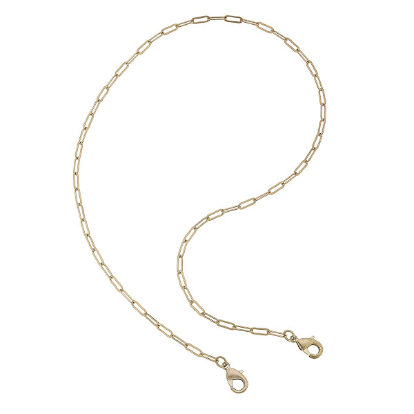 Soleil Small Paperclip Chain Mask Necklace in Worn Gold - 20"