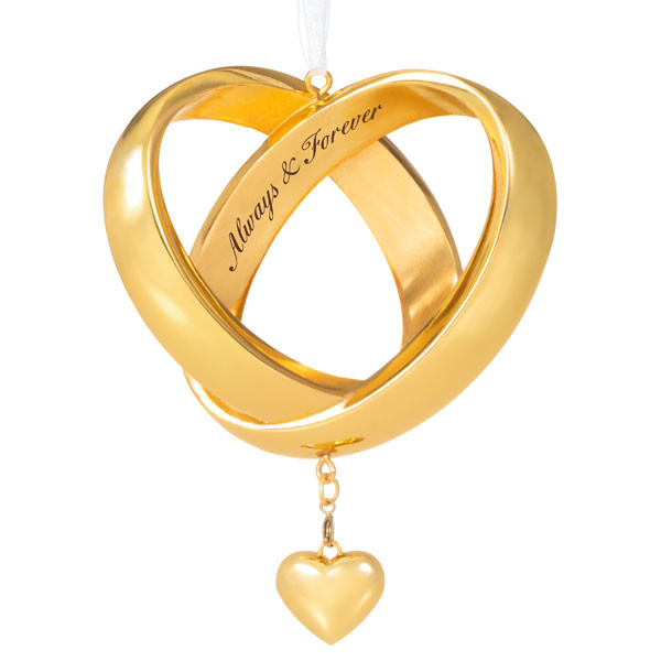 Always & Forever Anniversary Intertwined Wedding Bands Metal Ornament