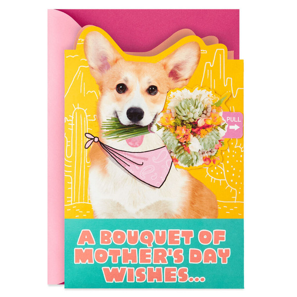 Dog With Flowers Funny Musical Mother's Day Card