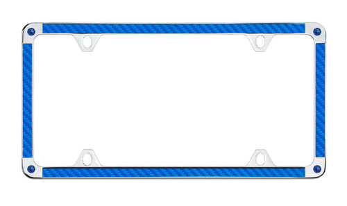 Carbon Fiber Vinyl Inlay License Plate Frame decorated with Premium Crystals. (Thin Rim)