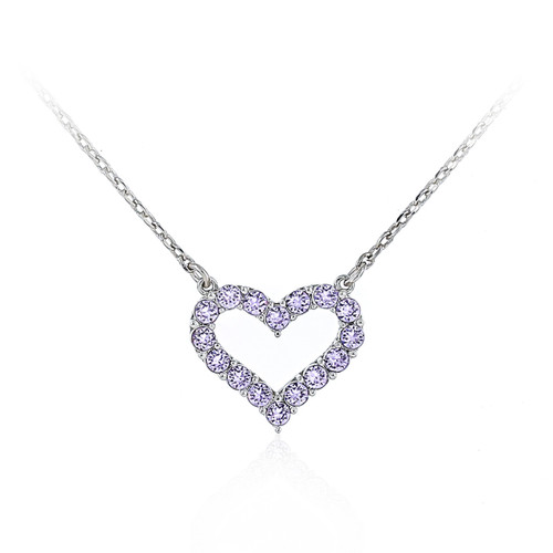 Violet Crystal Heart Necklace 