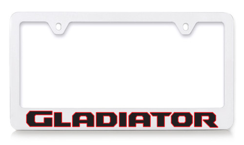 Jeep Brand White Plastic License Plate Frame with UV Printed Gladiator Logo 