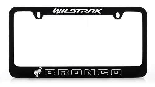 Ford Bronco Black Coated Brass License Plate Frame with UV Printed 'Wildtrak' Bronco Logo
