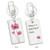 Rectangular Shape White Leather Key Chain with UV Printed Graphic on both sides_ Pink Floral 