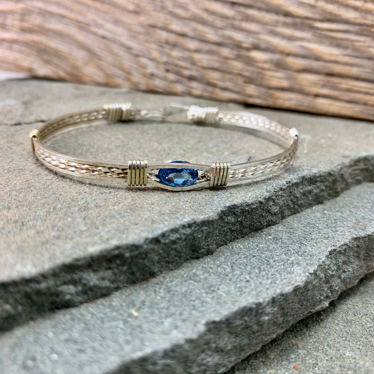Created Blue Zircon 4 wire Brac w/options - Kimberley Jade - Wire