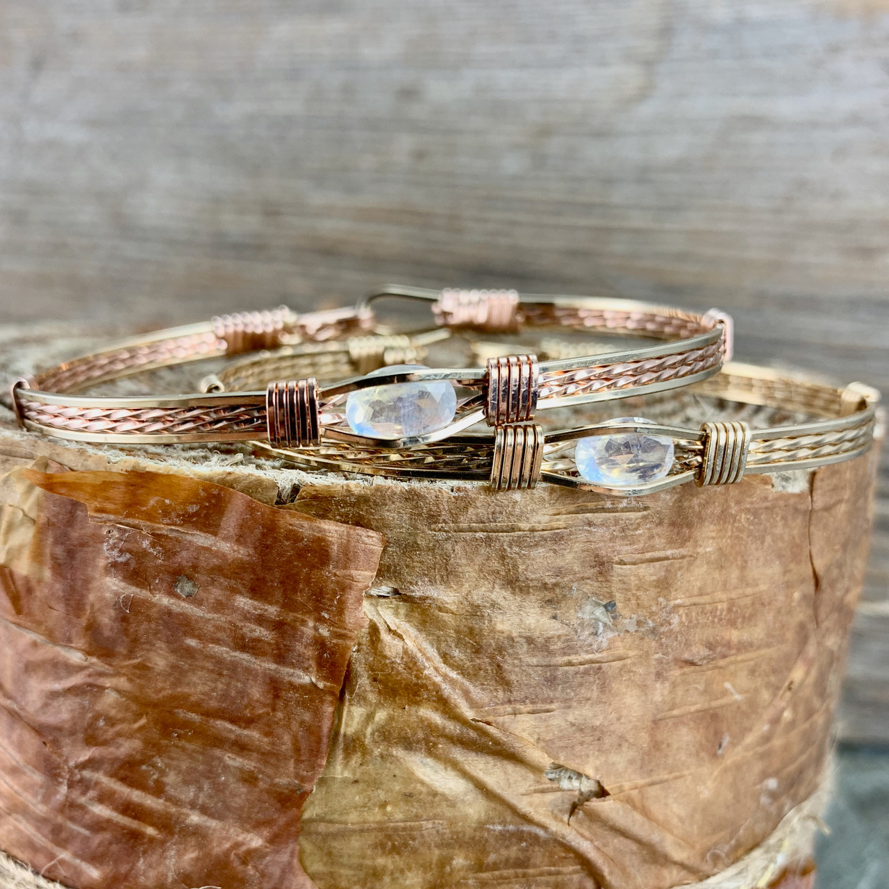 CUSTOM White Moonstone Gemstone Bracelet Kimberley Jade Wire