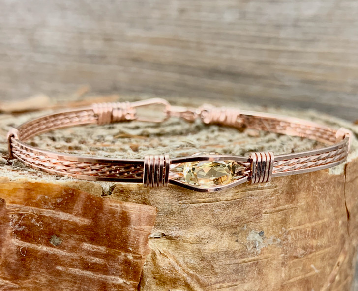 Shown is this Rose Gold is Lemon Citrine in a simple yet elegant style. You can BUILD YOUR OWN BRACELET here with your choice of metals, bracelet band style and finished size. This rich look with certainly bring many compliments for years to come! Style: 423