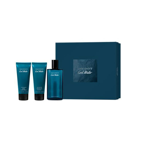 SET DAVIDOFF COOL WATER MEN ( 3 PC )4.2 PZ EDT / 2.5 OZ SG / 2.5 OZ ASB (HARD BOX) / 3616304197437