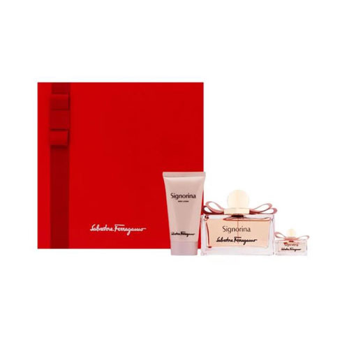 SET SALVATORE FERRAGAMO SIGNORINA WOMEN (3 PC)3.4 OZ EDP SP /1.7 OZ BL /0.03 OZ EDP SP / 8052464893713