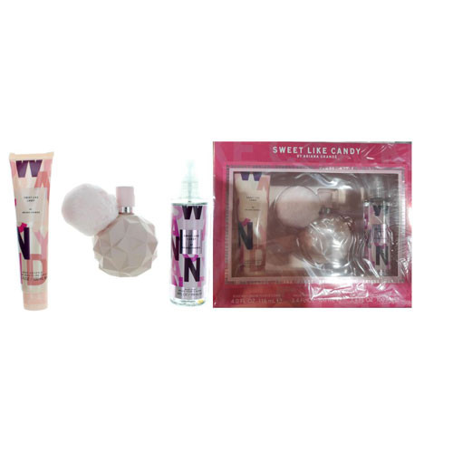 SET ARIANA GRANDE SWEET LIKE CANDY WOMEN  ( 3 PC ) 3.4 OZ EDP SP / 3.4 OZ BODY SOUFFLE / 4.0 OZ BODY MIST / 810101504648