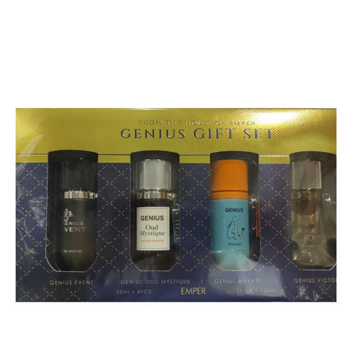 SET EMPER  GENIUS MEN ( 4 PC ) EVENT,OUD MYSTIQUE,HAYATI,VICTORY 0.845 OZ EDP SP / 6294021908122