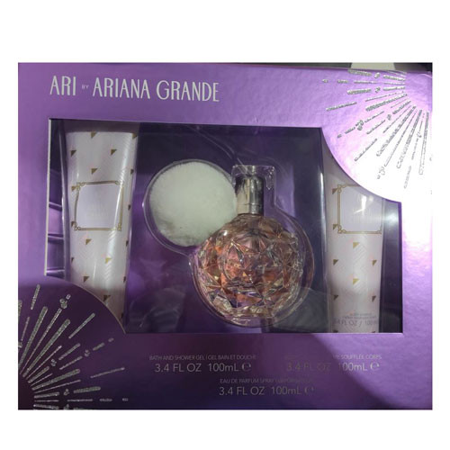 SET ARIANA GRANDE - ARI WOMEN ( 3 PC )3.4 OZ SG /3.4 OZ BODY SOUFFLE /3.4 OZ EDP SP / 810101507106