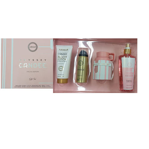 SET ARMAF ODYSSEY CANDEE WOMEN ( 4 PC ) 3.4 OZ EDP SP / 3.4 OZ BL /8.4 OZ BM /1.7 OZ BODY SPRAY / 6295199804155