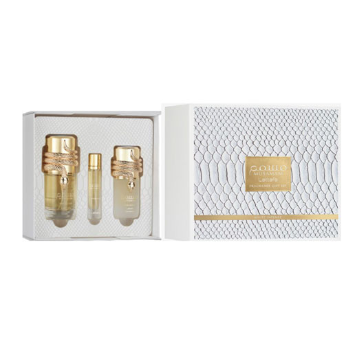 SET LATTAFA MUSAMAM WHITE INTENSE UNISEX (3 PC)3.4 OZ EDP \0.40OZ TRAVEL \1.7 HAIRMIST / 6290362349273