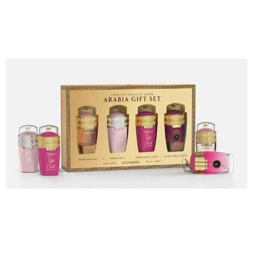 SET LE CHAMEAU ARABIA POUR FEMME ( 4 PC )MADAME,HAYA,HAYA CRUSH,BON VOYAGE 0.845 OZ EDP SP / 6294021908382