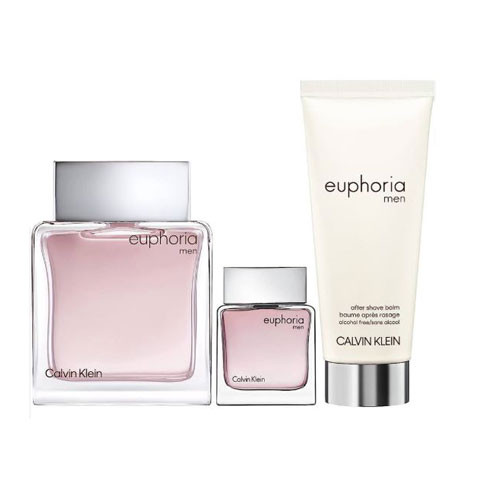 SET CALVIN KLEIN EUPHORIA MEN (3 PC) 3.3 OZ EDT SP / 3.3 OZ AFTER SHAVE BALM / 0.50 EDT SP / 3616305433510