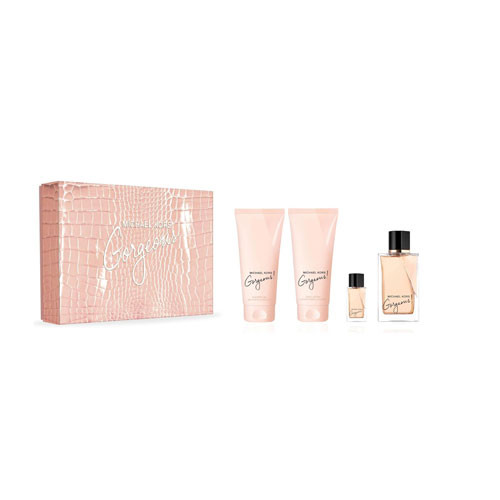 SET MICHAEL KORS GORGEOUS WOMEN ( 4 PC )3.4 OZ EDP SP /3.4 OZ BL /3.4 OZ SG / 0.17 OZ EDP SP / 850049716628