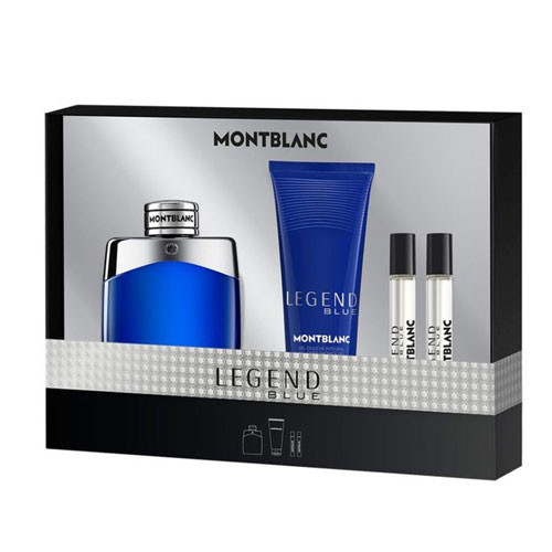 SET MONTBLANC LEGEND BLUE MEN ( 4 PC ) 3.4 OZ EDP SP / 3.4 OZ SG /2 x 0.25 OZ EDP SP / 3386460154376