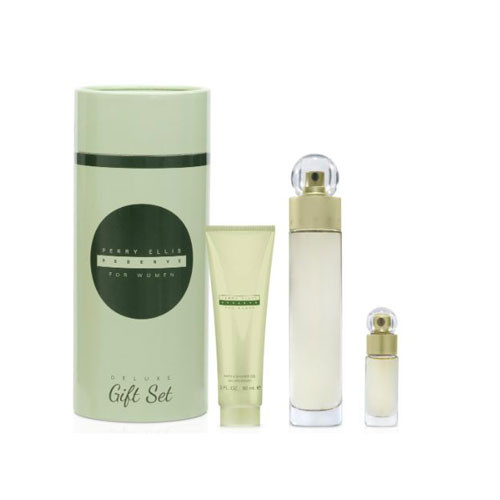 SET PERRY ELLIS RESERVE WOMEN ( 3 PC ) 3.4 OZ EDP SP/3.0 GEL / MINI  / 844061016347