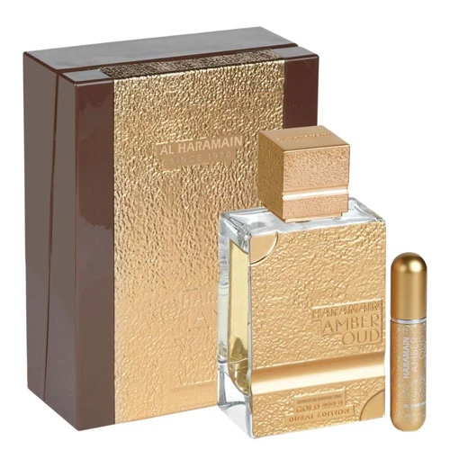 AL HARAMAIN  AMBER OUD GOLD 999.9 DUBAI  2.5 OZ EXTRAIT DE PERFUM+REFILLABLE ATOMISER / 6291106814811
