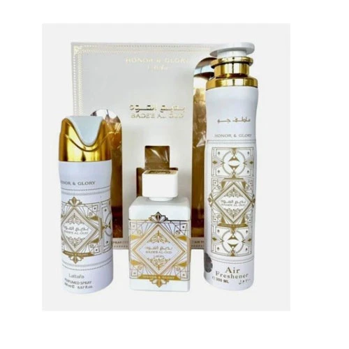 SET LATTAFA BADEE AL OUD HONOR AND GLORY (3 PC) 3.4 OZ EDP SP / DEOD SP /AIR FRESHNER / 6290362341215