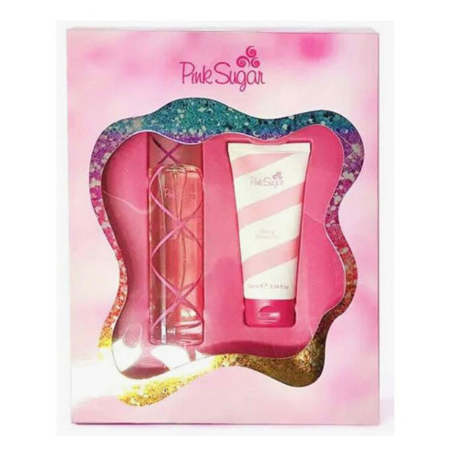 SET AQUOLINA  PINK SUGAR WOMEN (2 PC) 3.4 OZ EDT SP /3.4 SG / 8054609784030