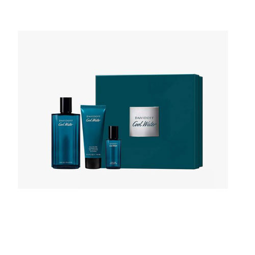 SET DAVIDOFF COOL WATER MEN ( 3 PC ) 4.2 OZ EDT SP / 2.5 OZ SG /0.50 OZ EDT SP / 3616306130739