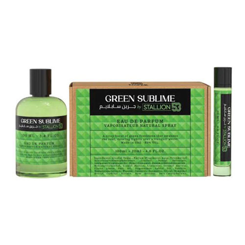 SET EMPER GREEN SUBLIME BY STALLION 53 UNISEX  ( 2 PC ) 3.4 OZ EDP SP /0.68 OZ EDP SP / 6294021909655