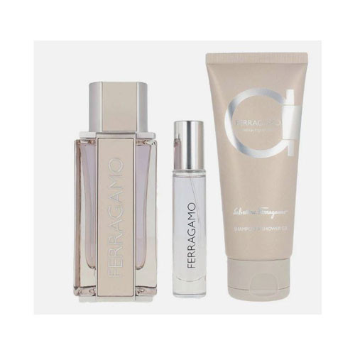 SET SALVATORE FERRAGAMO BRIGHT LEATHER MEN ( 3PC ) 3.4 OZ EDT SP /3.4 OZ SG /0.34 OZ EDT SP / 8052464893485