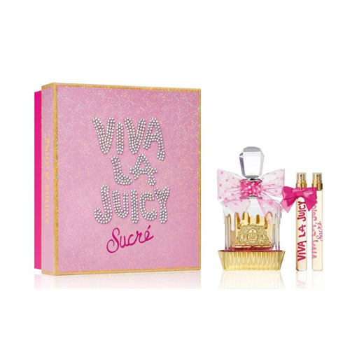 SET JUICY COUTURE LA VIVA JUICY SUCRE WOMEN ( 3 PC ) 3.4 OZ EDP SP / X2 MINI / 719346310147