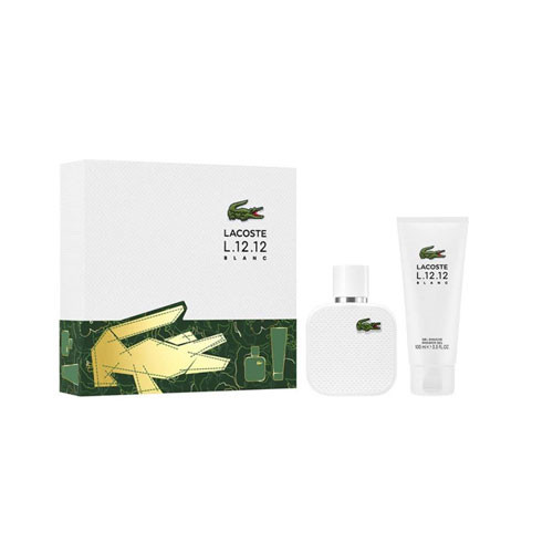 SET LACOSTE EAU DE BLANC MEN ( 3 PC ) 3.4 OZ EDT SP /3.4 OZ SG / 0.25 OZ  EDT SP  / 3386460159098